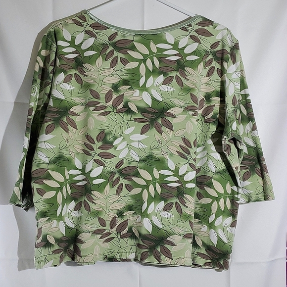 Carroll Reed Green Leaf/Fern 3/4 Sleeve Cotton Shirt - Size XLarge - Picture 7 of 13